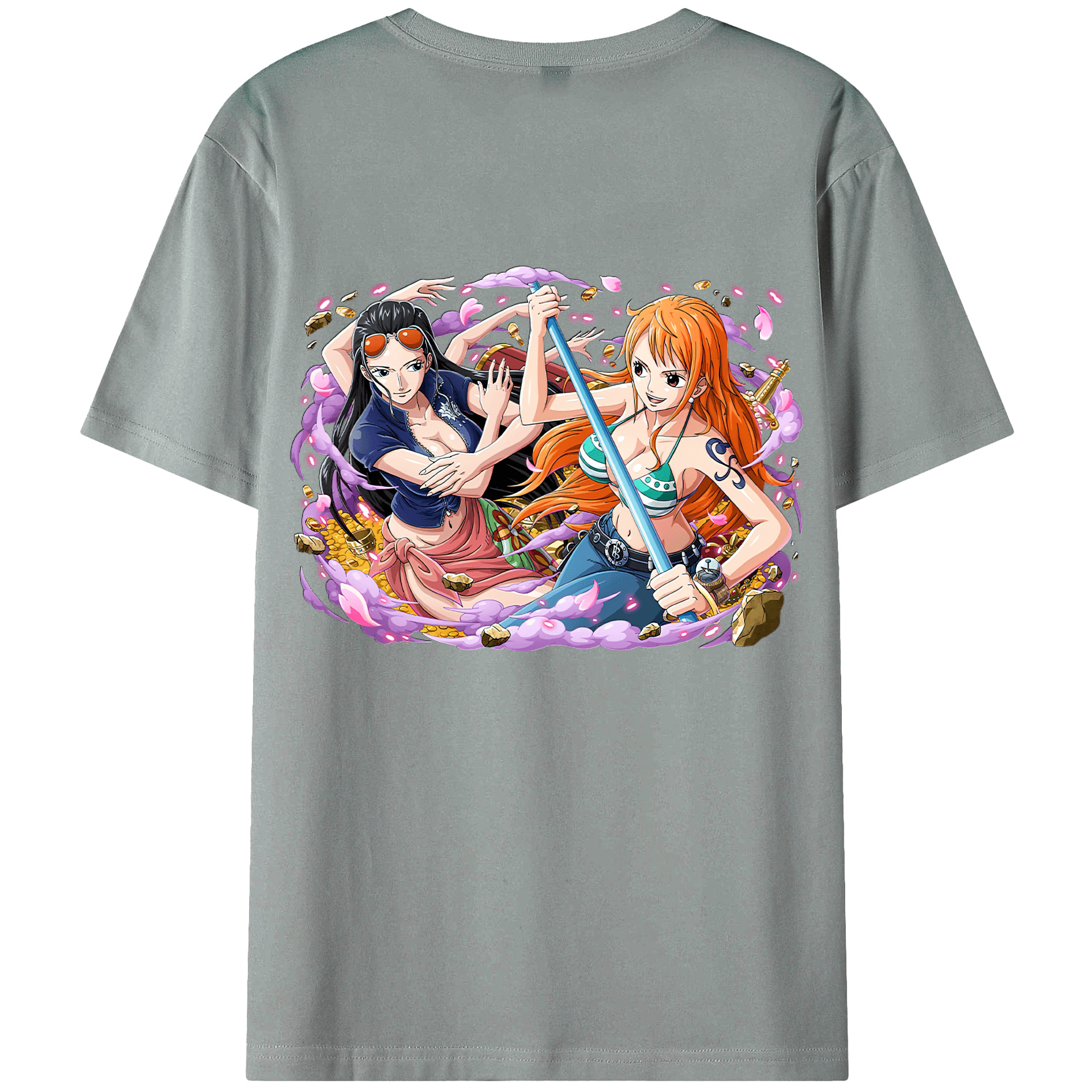 ワンピース ニコ・ロビン ONE PIECE Nico Robin 綿100％ メンズ半袖Tシャツ（バックプリント） 通気性